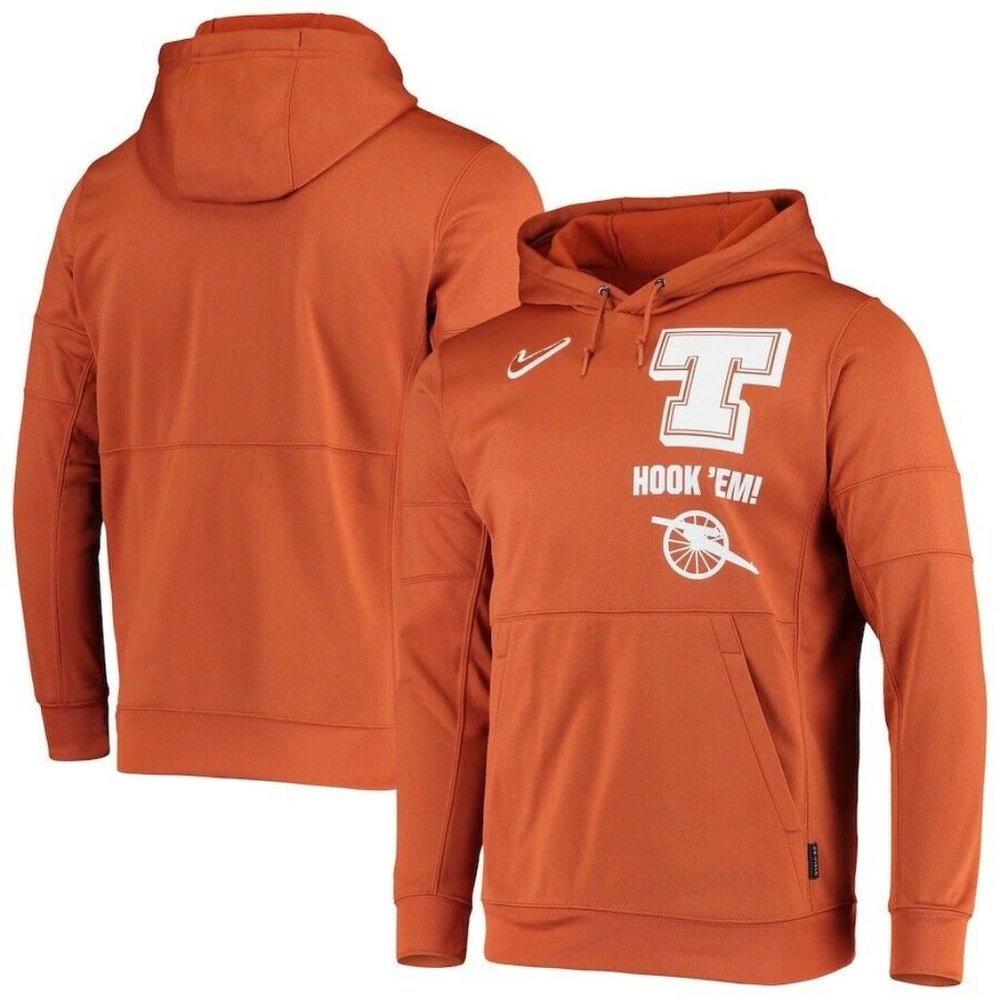 Nike Texas Longhorns Football On-Field Pullover Hoodie Orange CU1285-802 Mens L